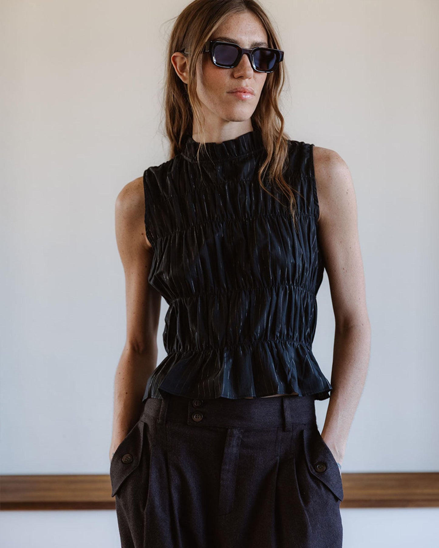 Top Gomas Lurex Negro