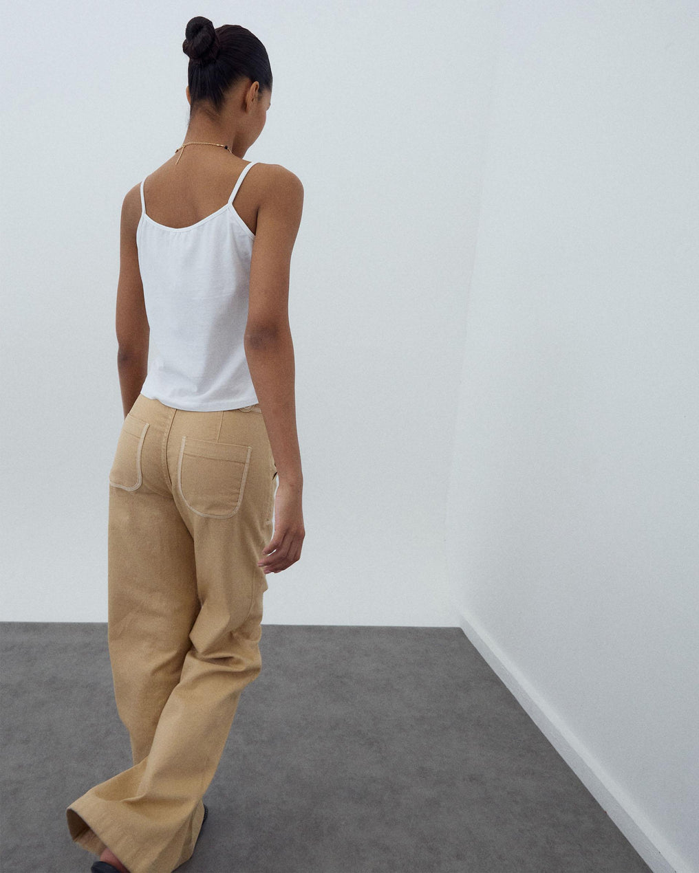 White Ribbed Strap T-Shirt