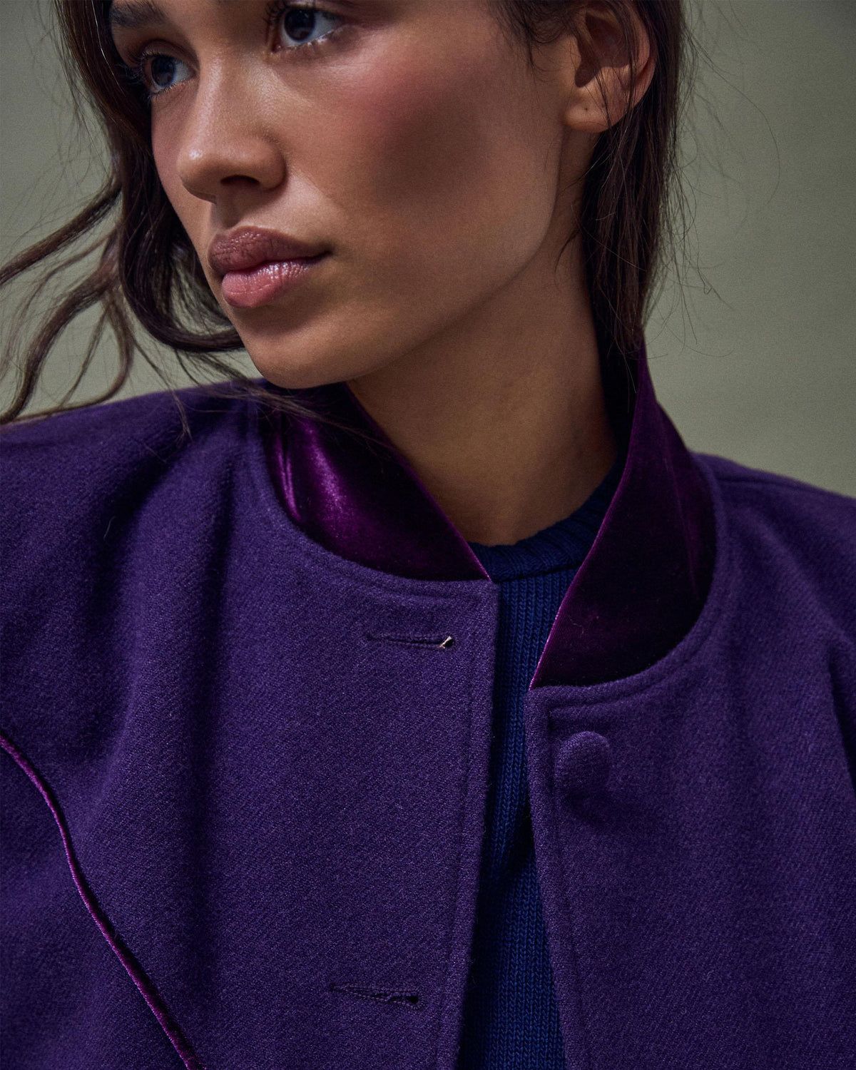 Bomber Terciopelo Contraste Morado