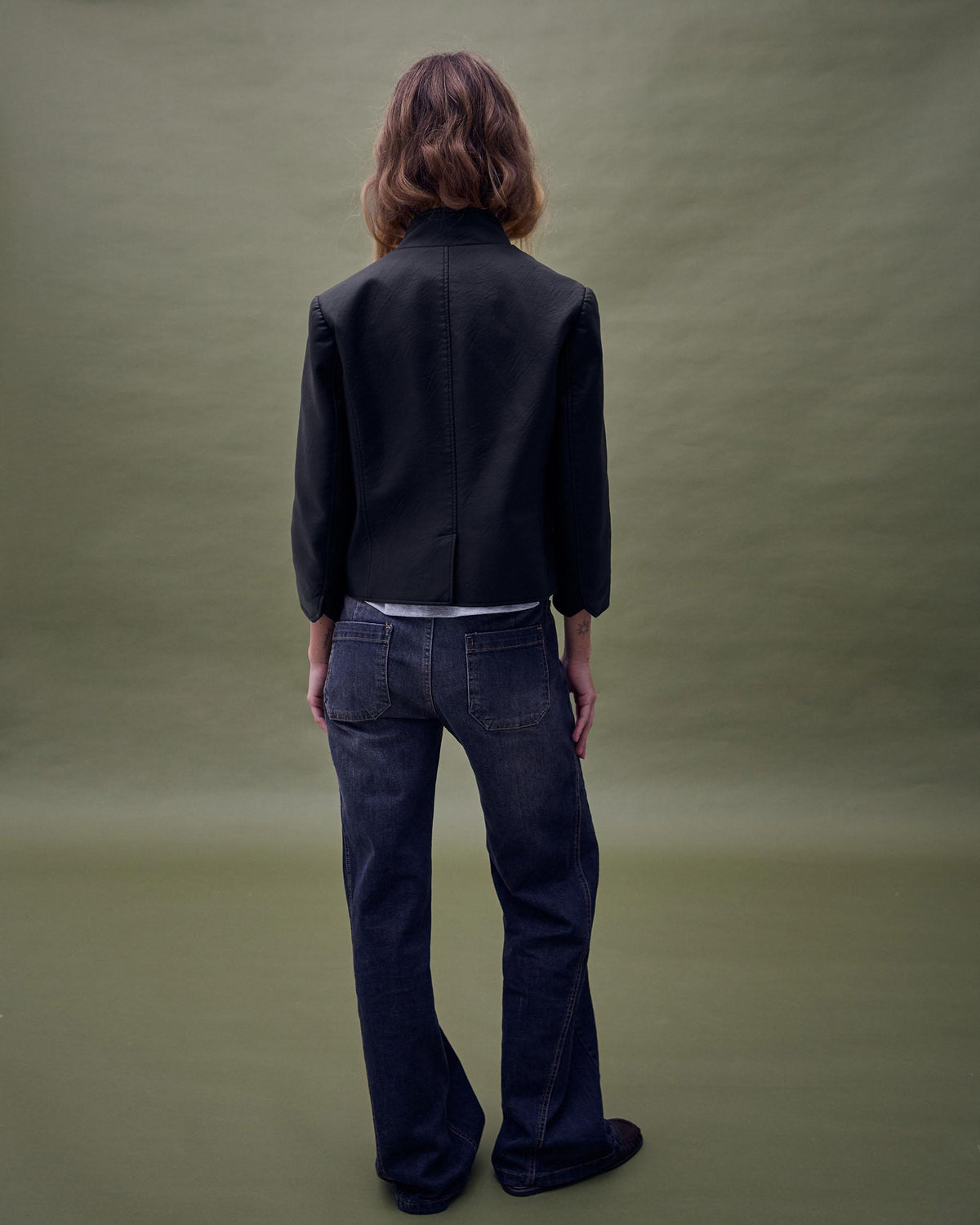 Blazer Efecto Piel Negro