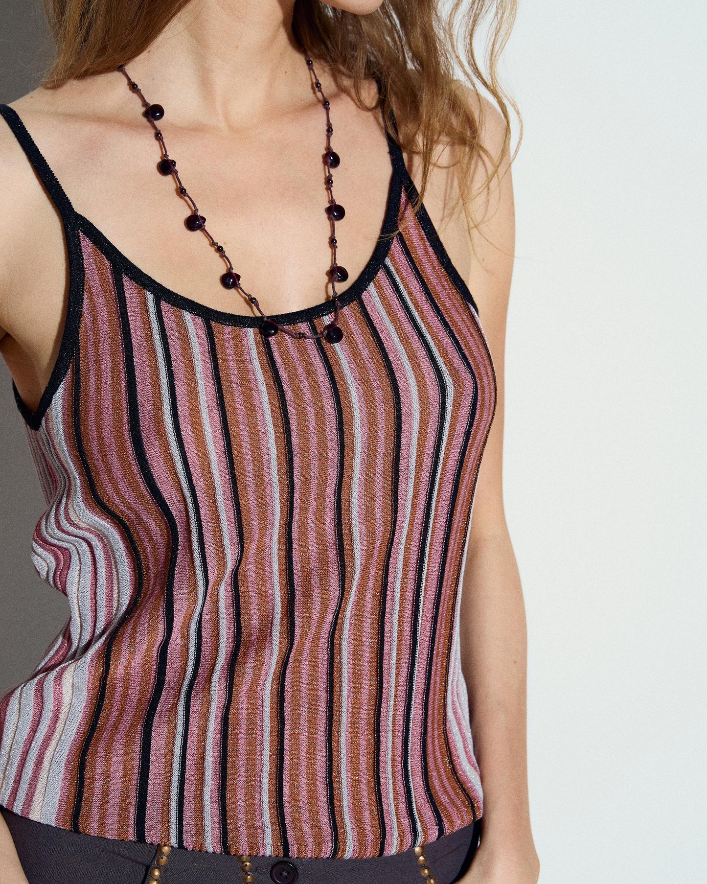 Blusa Listrada Lurex Rosa