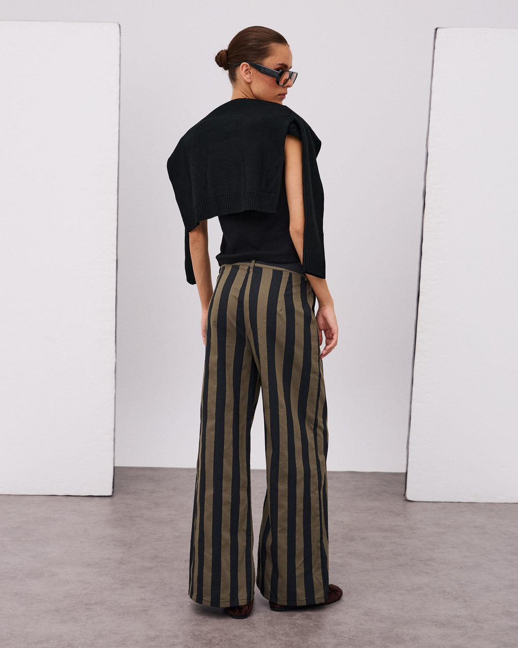 Pantalón Rayas Bicolor Negro
