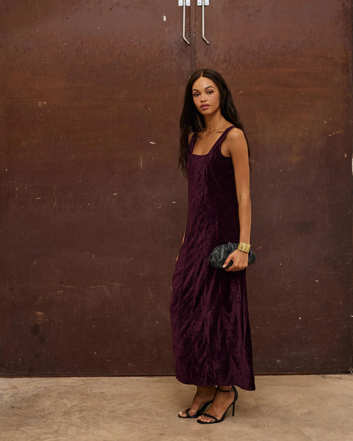 Vestido Tirantes Terciopelo Morado