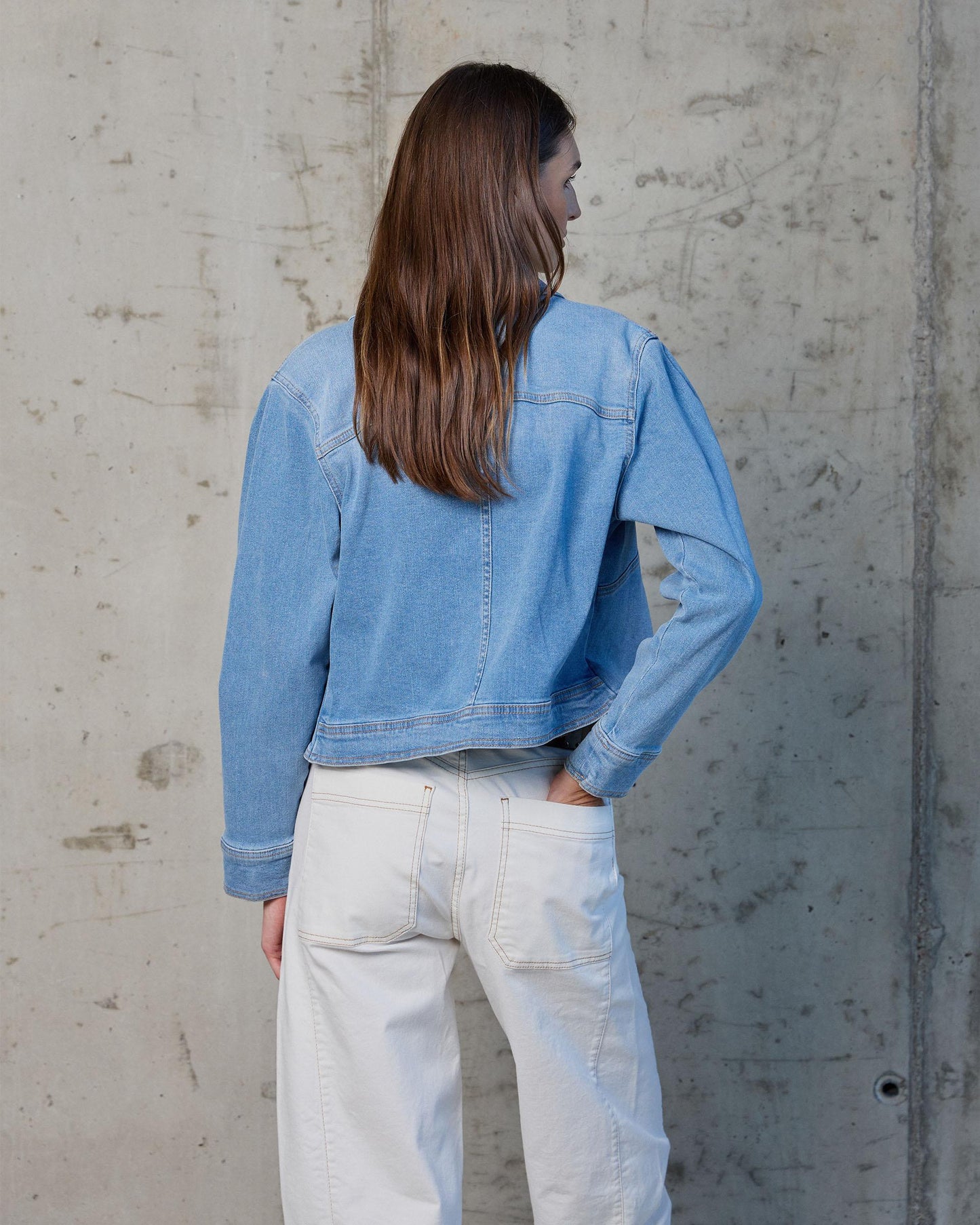 Light Blue Puff Sleeve Denim Jacket