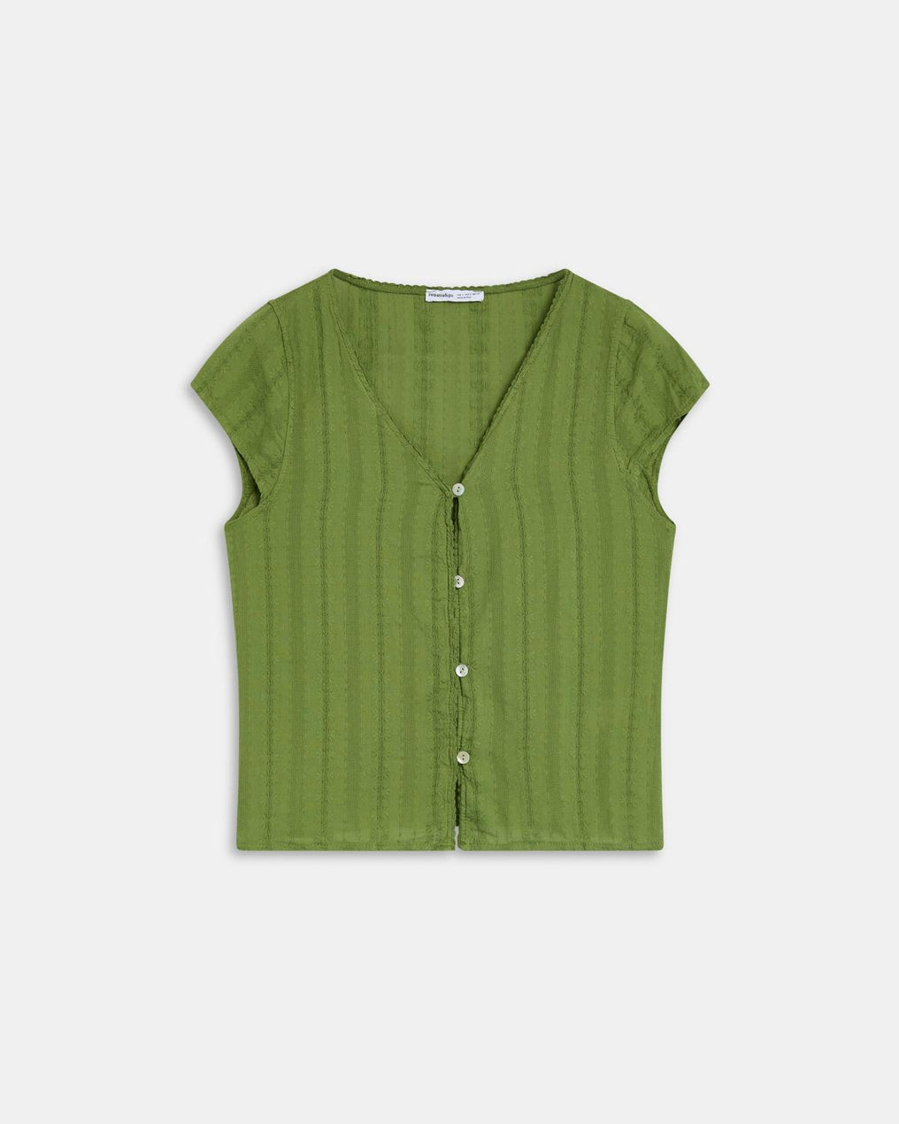 Ehun rustikozko lore-brodatudun blusa berdea