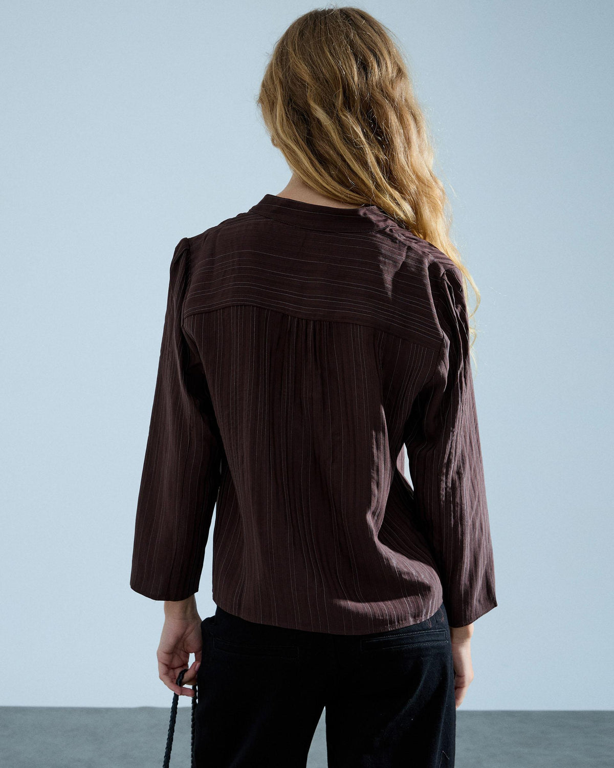 Blusa Tejido Rayas Alamares Marrón