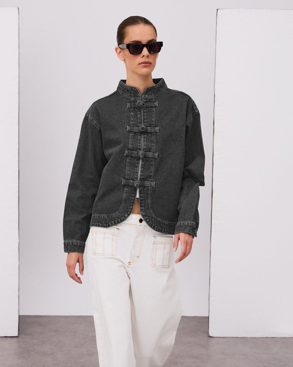 Cazadora Denim Alamares Antracita