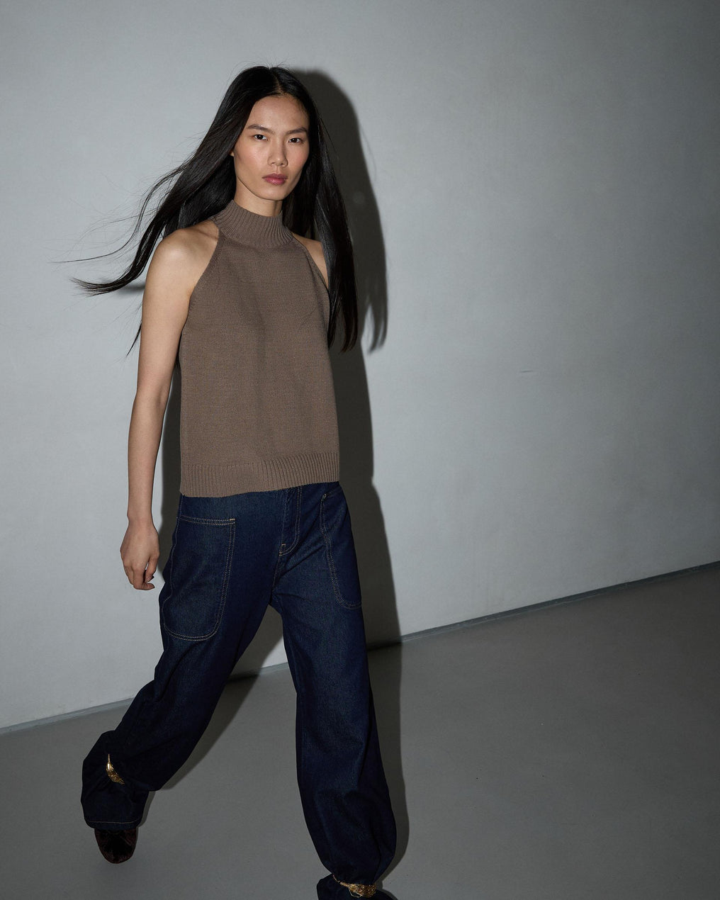 Taupe Knit Halter Top