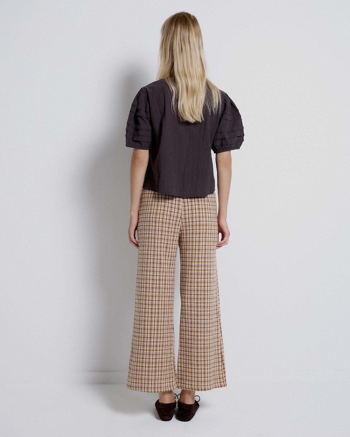 Blusa Manga Corta Manga Abullonada Antracita