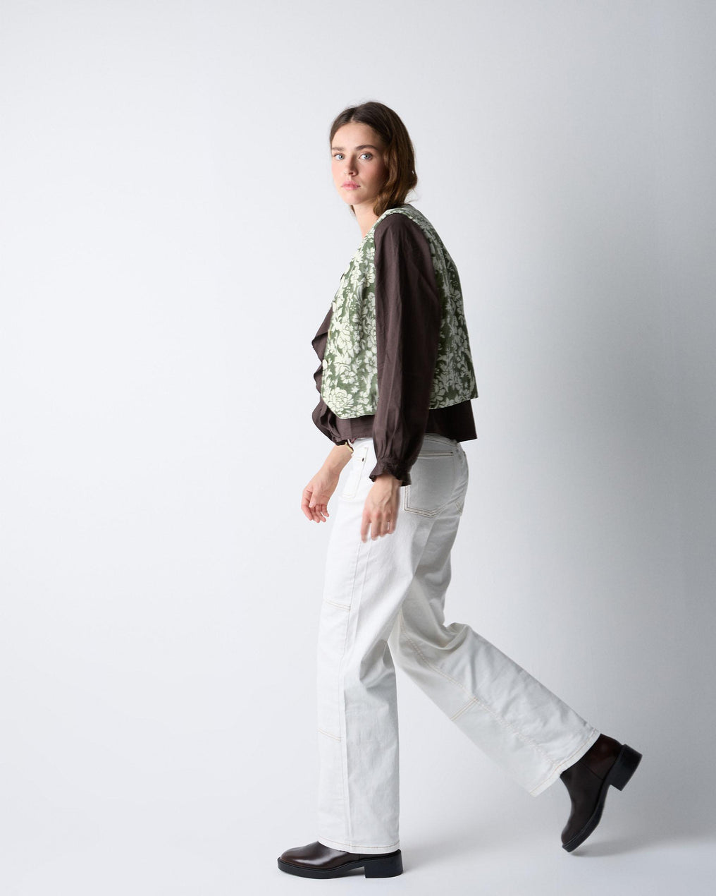 Jeans Seams Pockets Plastón White