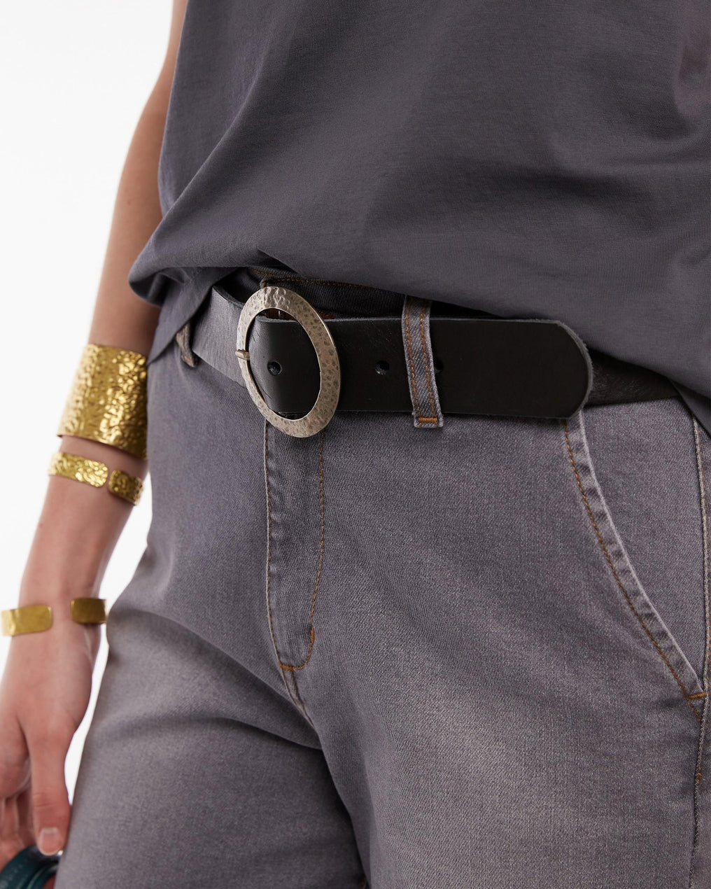 Cinturón Piel  Liso Hebilla Negro