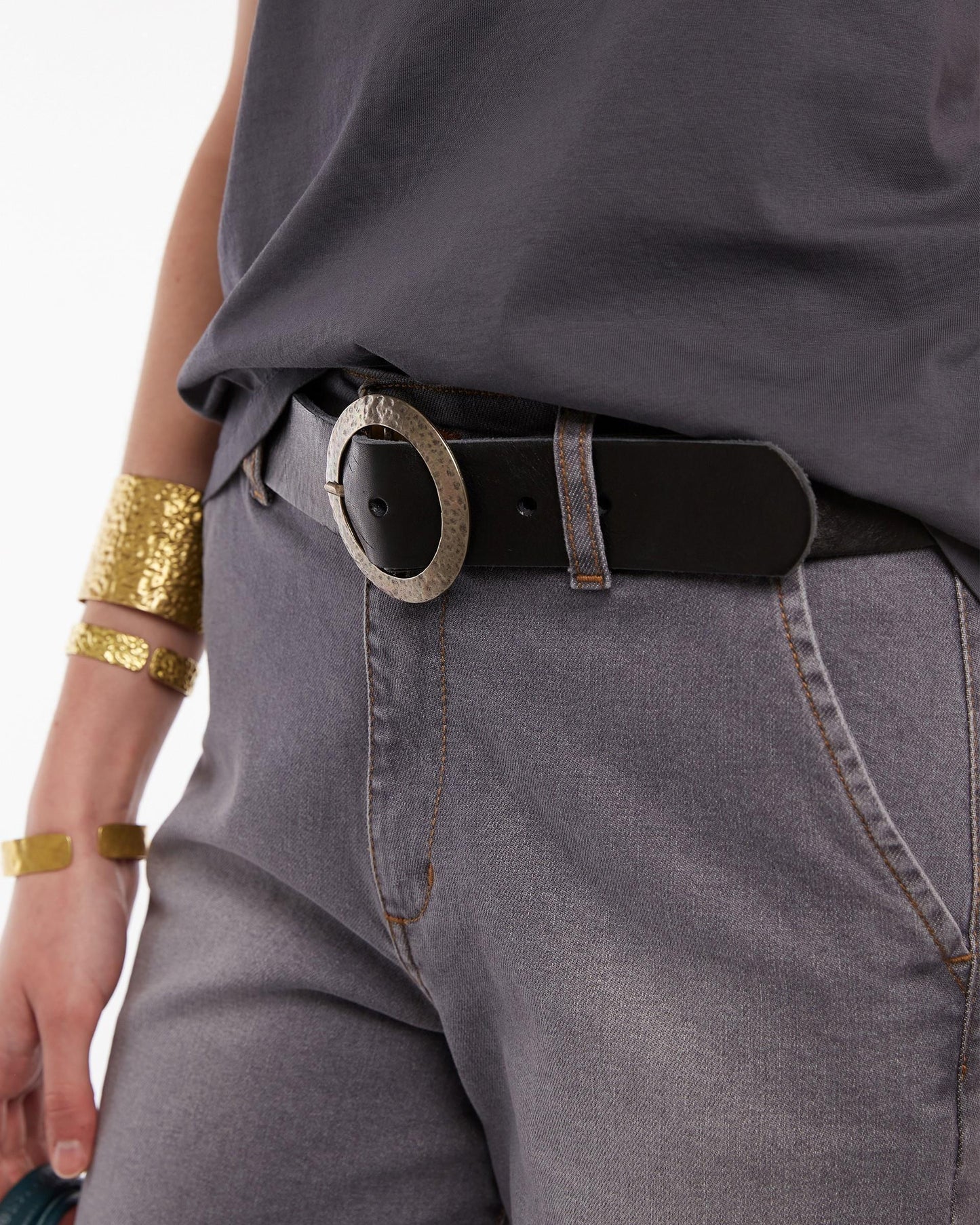 Cinturón Piel  Liso Hebilla Negro