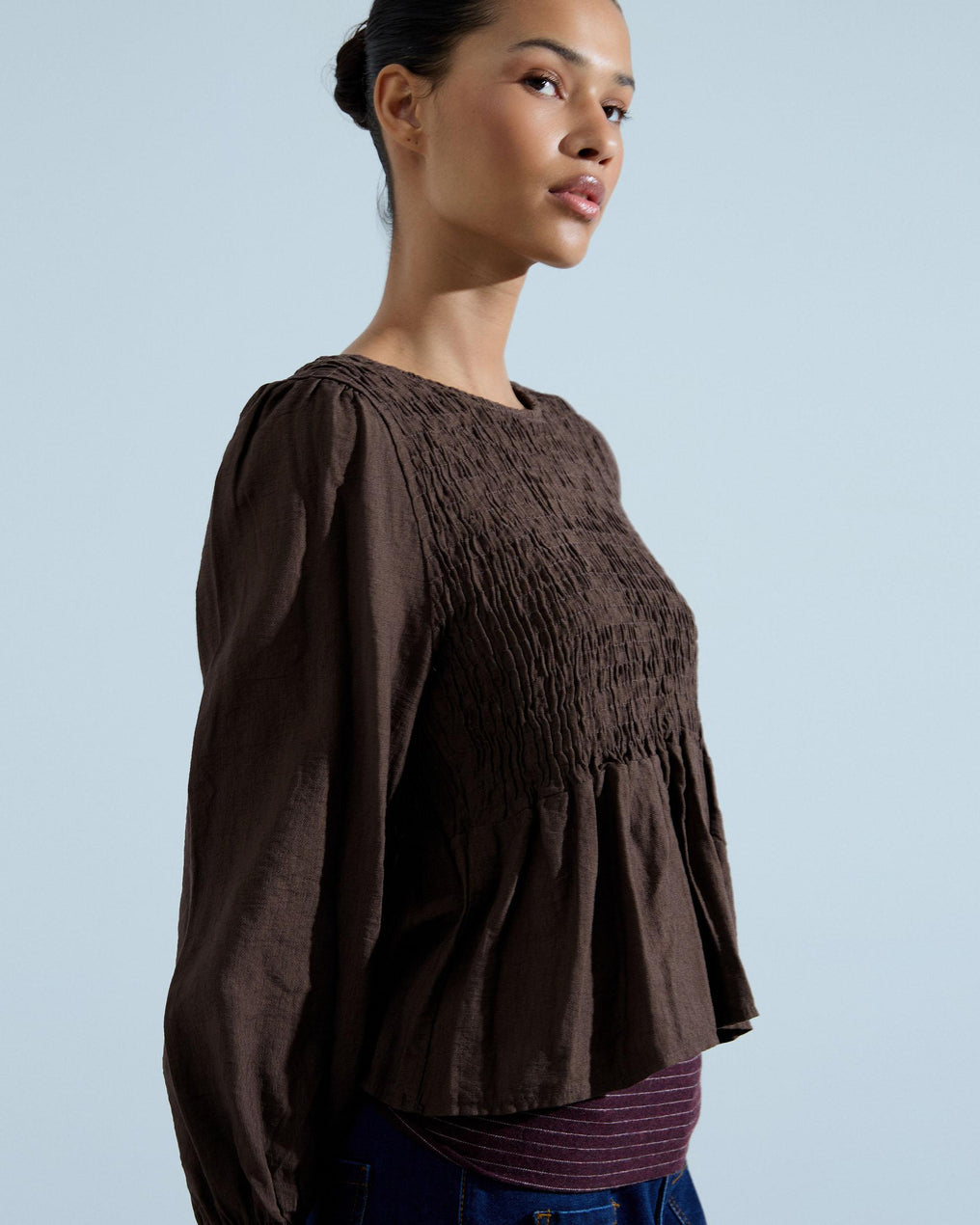 Coated Body Blouse Brown