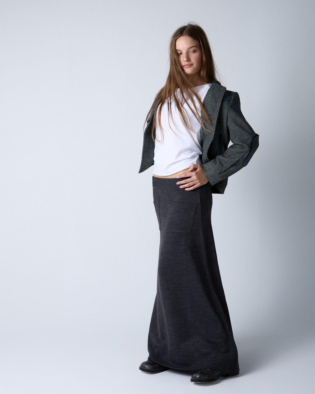 Falda Punto Bolsillos Antracita