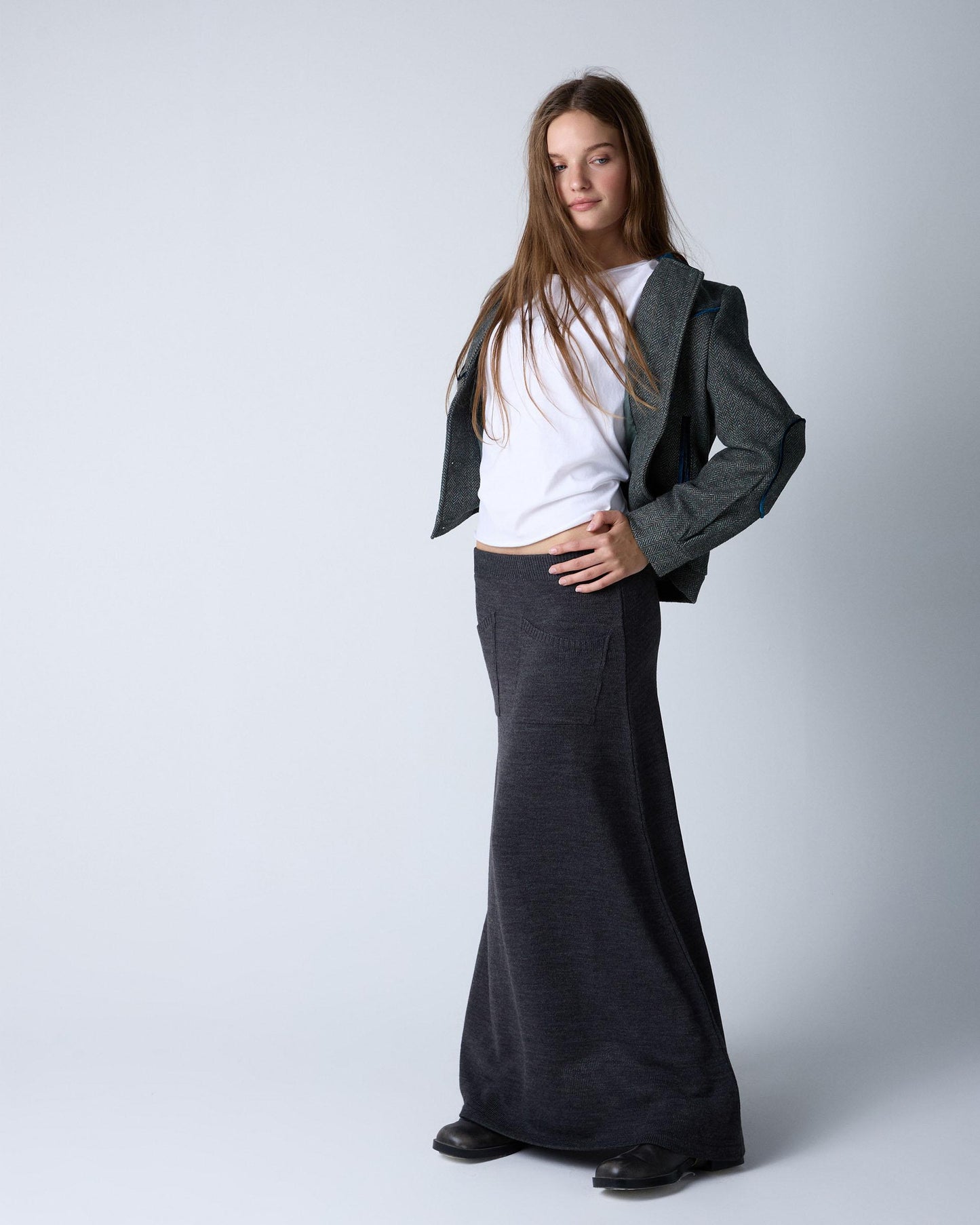 Falda Punto Bolsillos Antracita