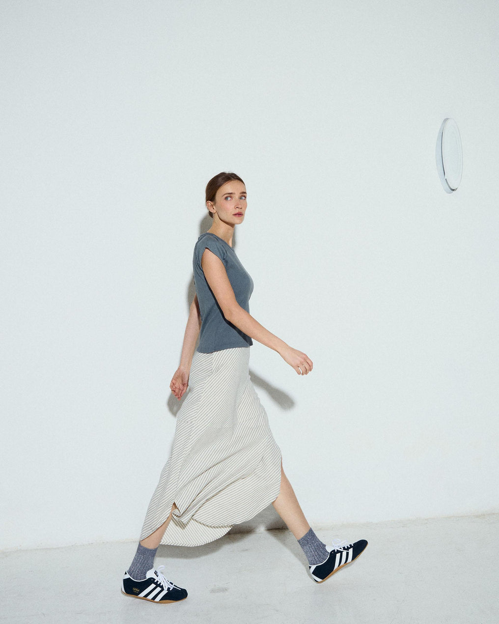 Falda Estampado Rayas Diagonales Blanco