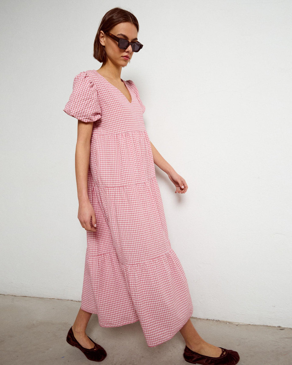 Vestido Comprido com Cortes Rosa