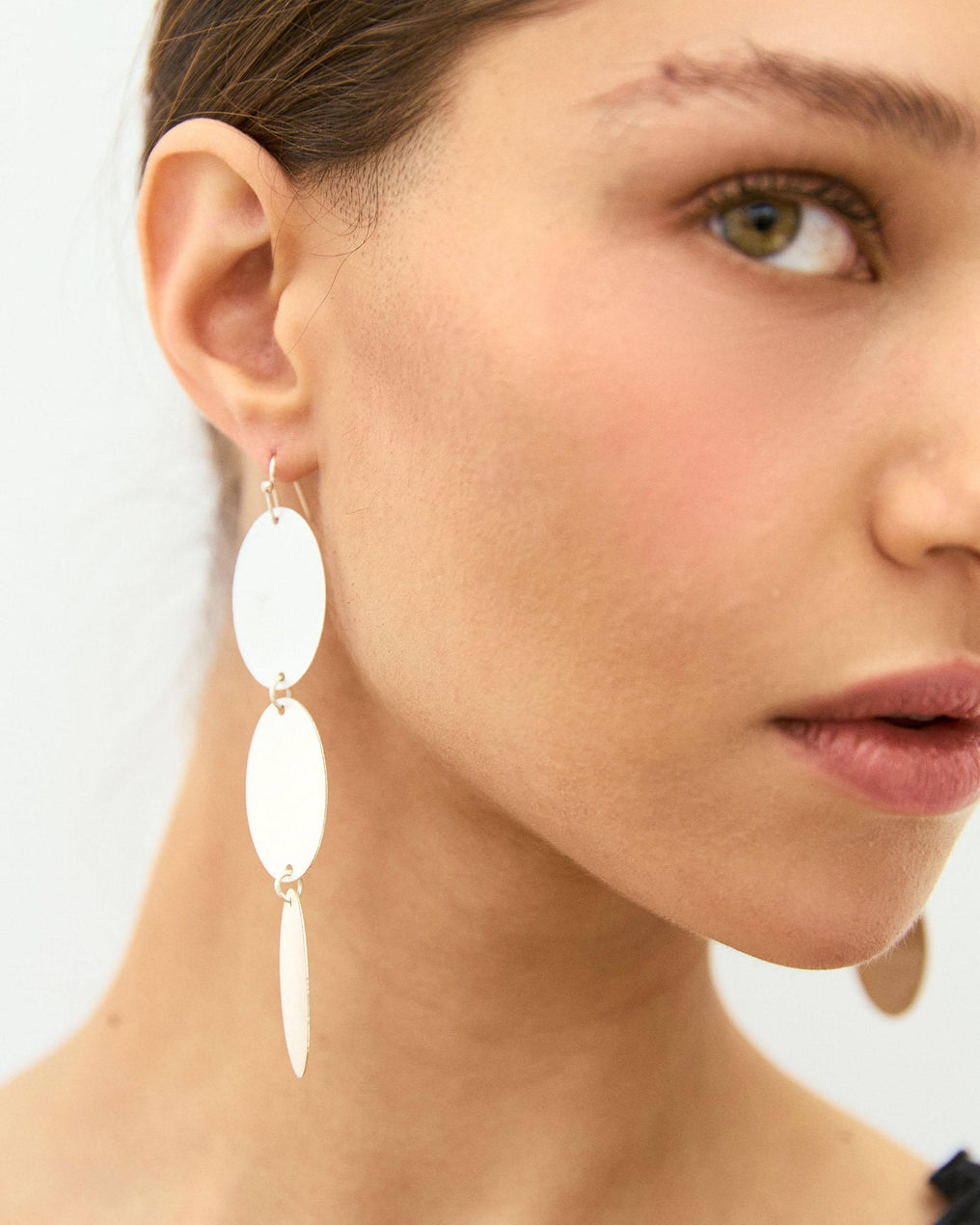 Pendientes Largos Óvalos Plata
