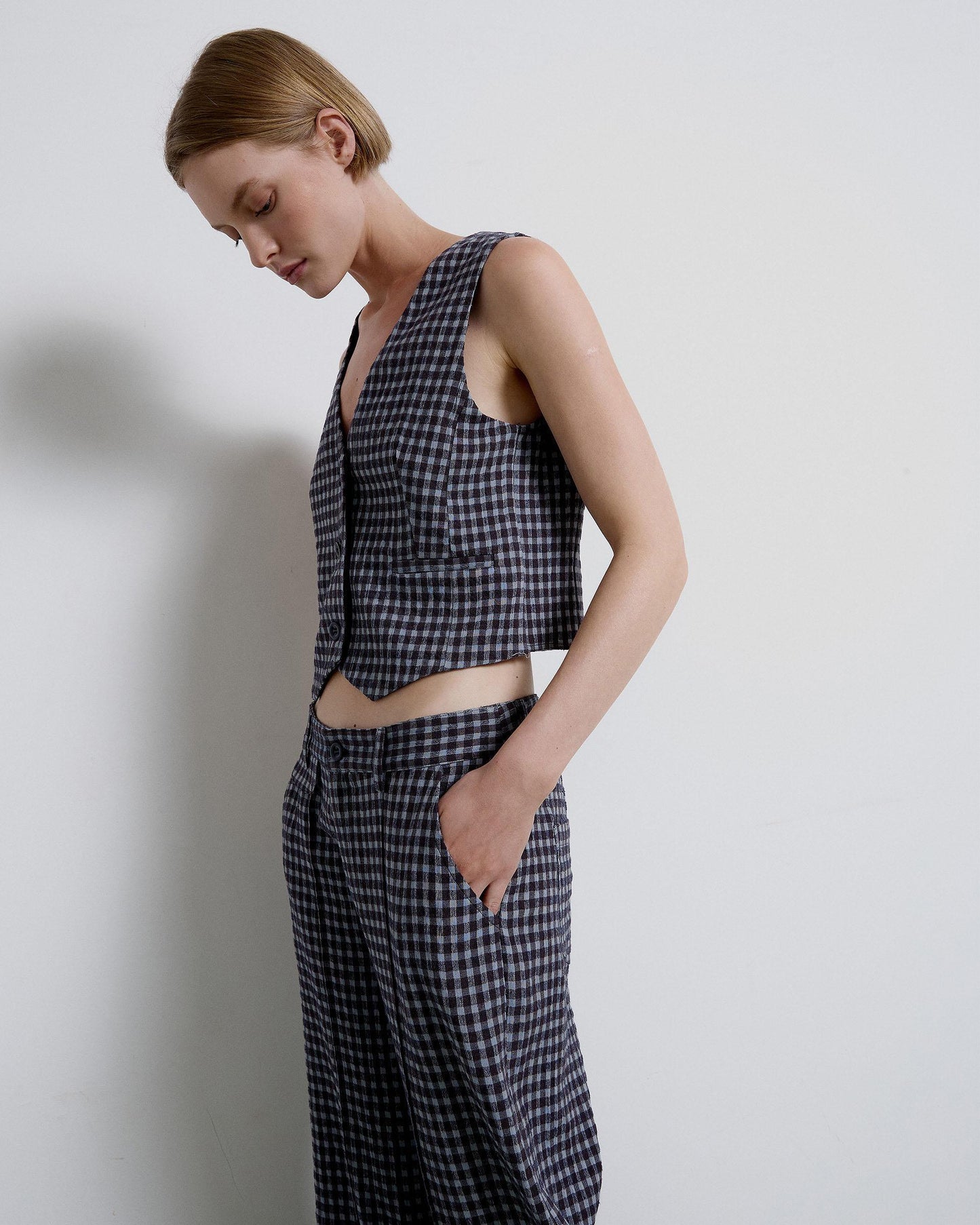 Chaleco Sastre Cuadros Azul