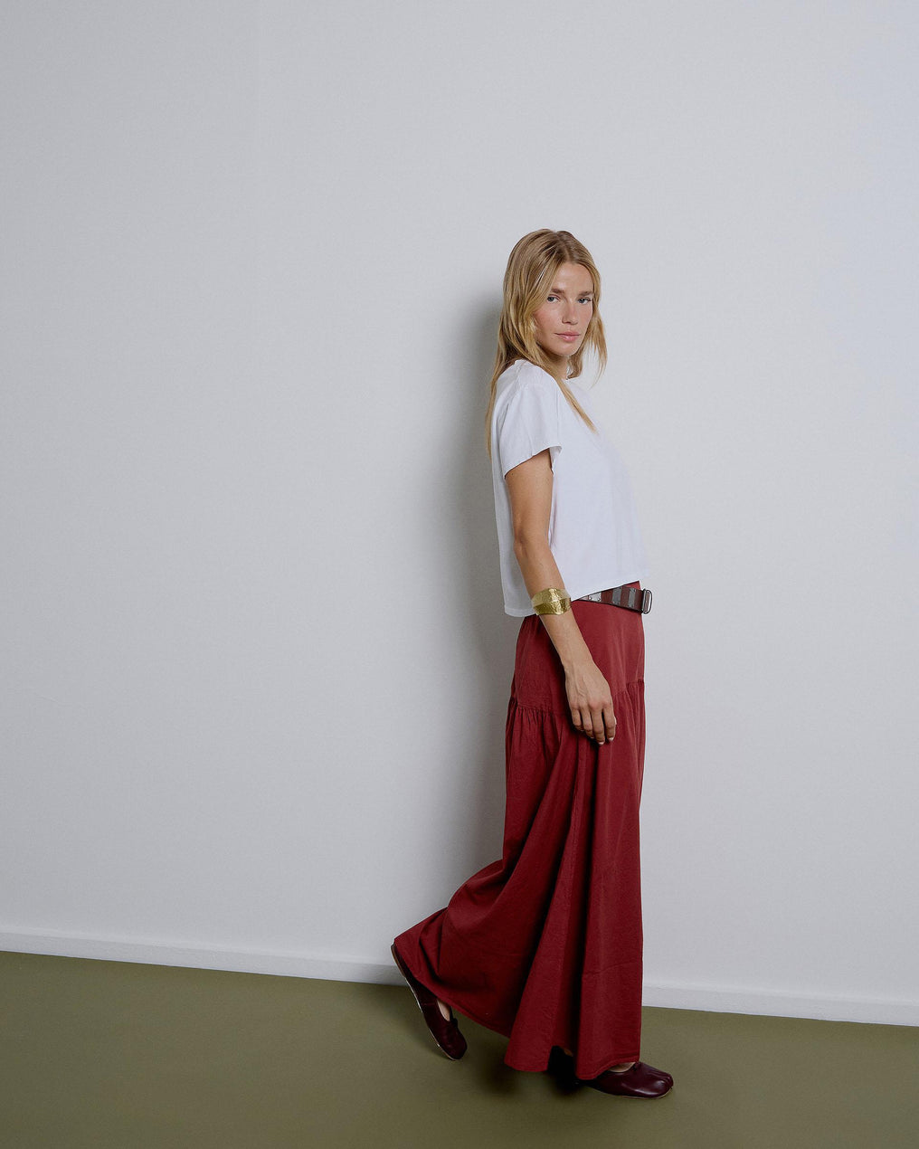 Long Skirt with Tile Yoke