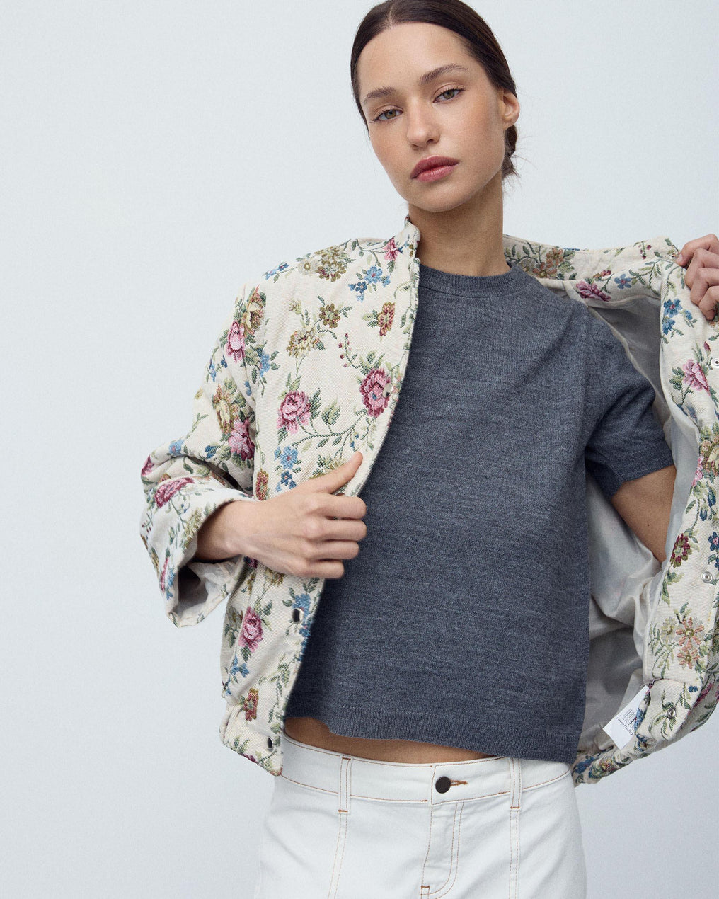 Multicolor Floral Print Bomber Jacket