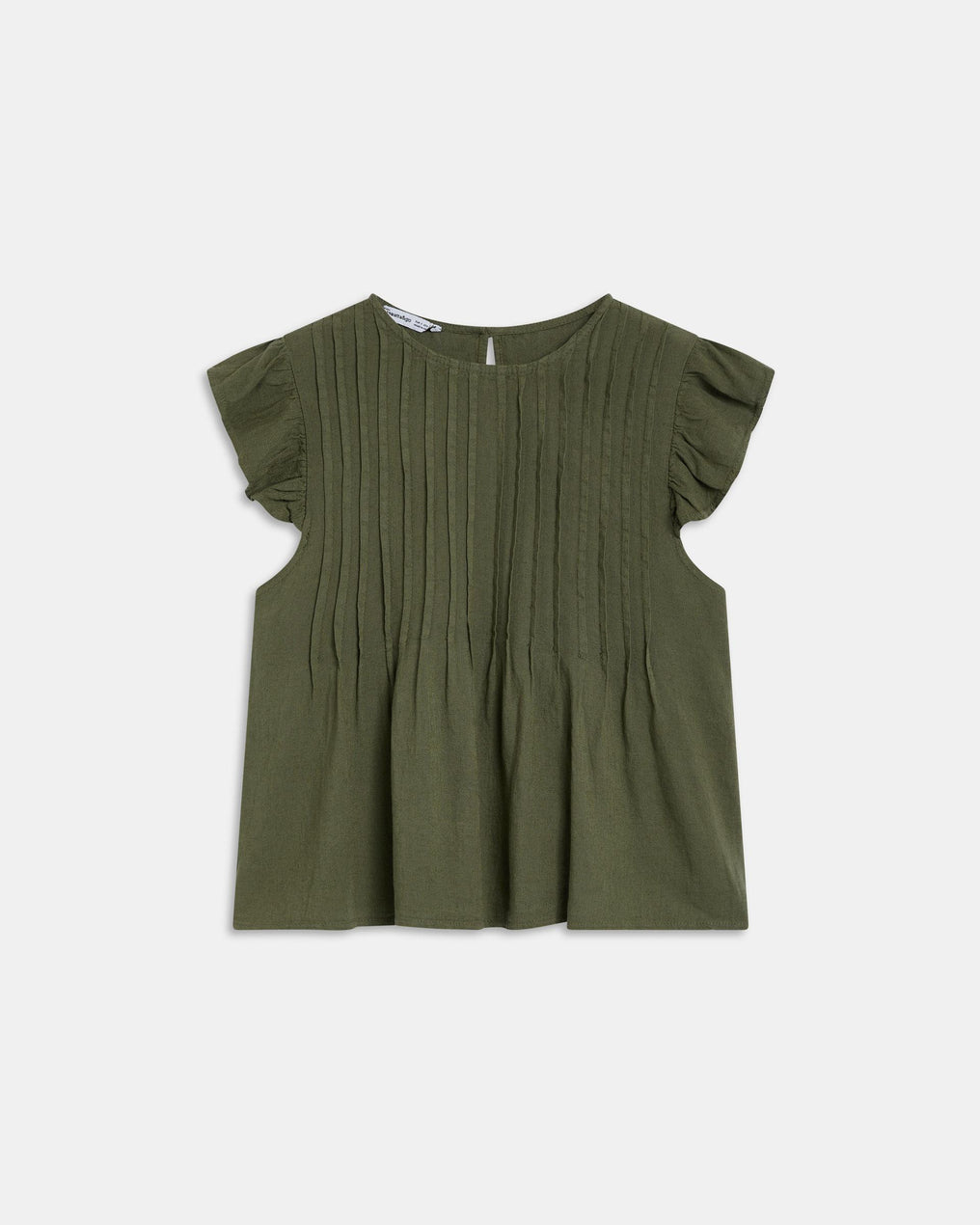 Blusa Jaretas Con Lino Verde Oscuro