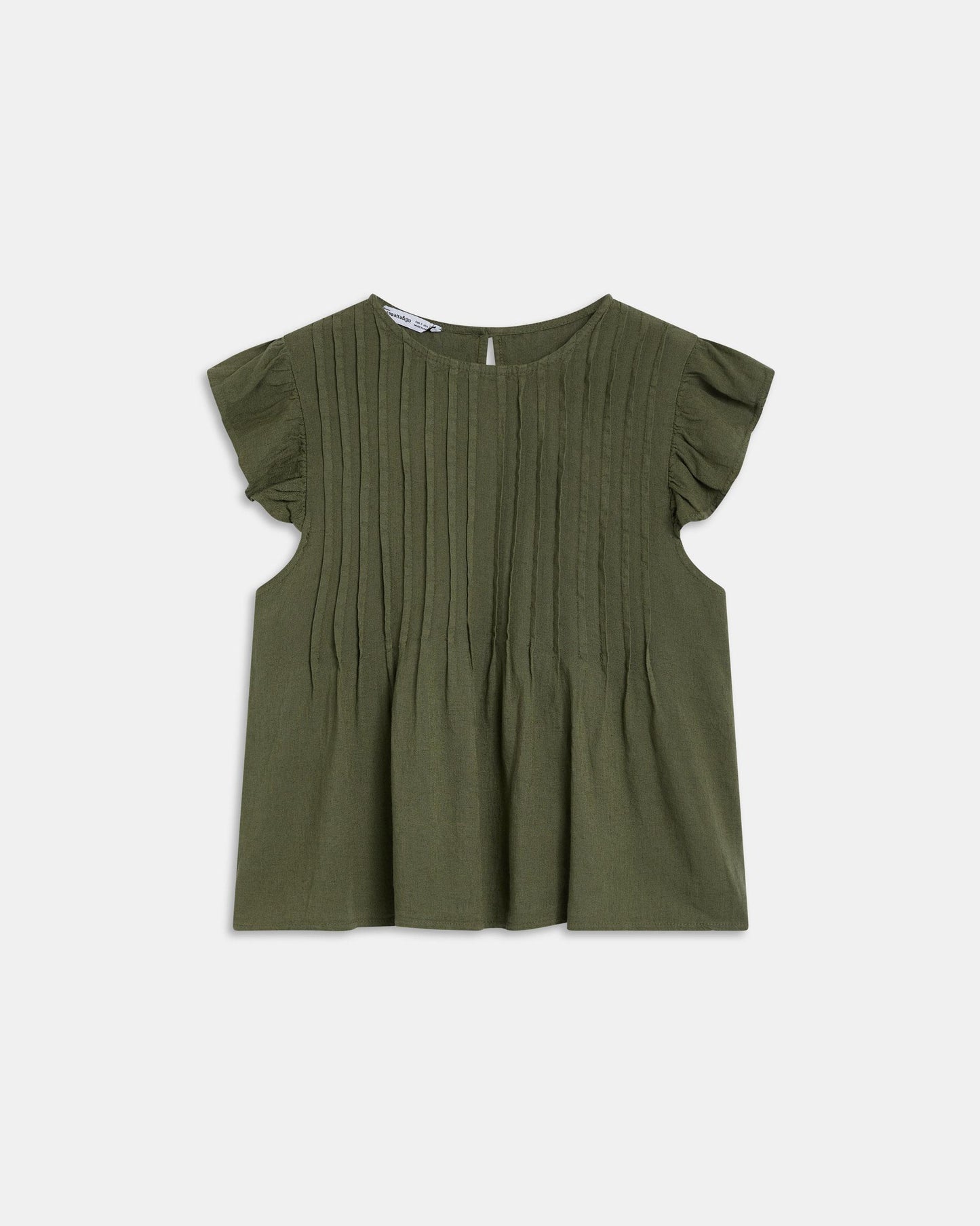 Blusa Jaretas Con Lino Verde Oscuro