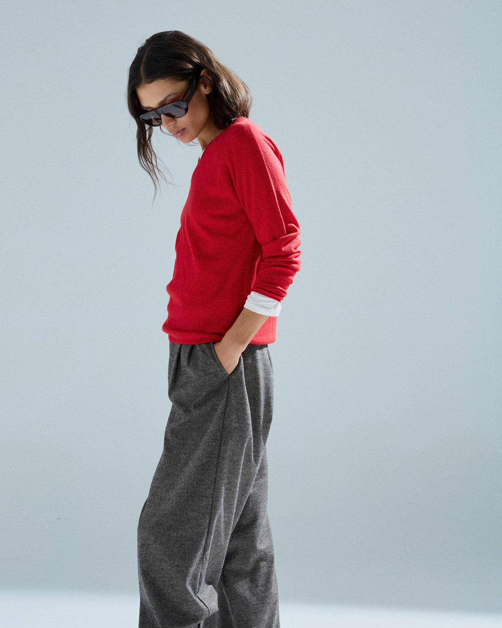 Jersey Básico Escote Pico Rojo