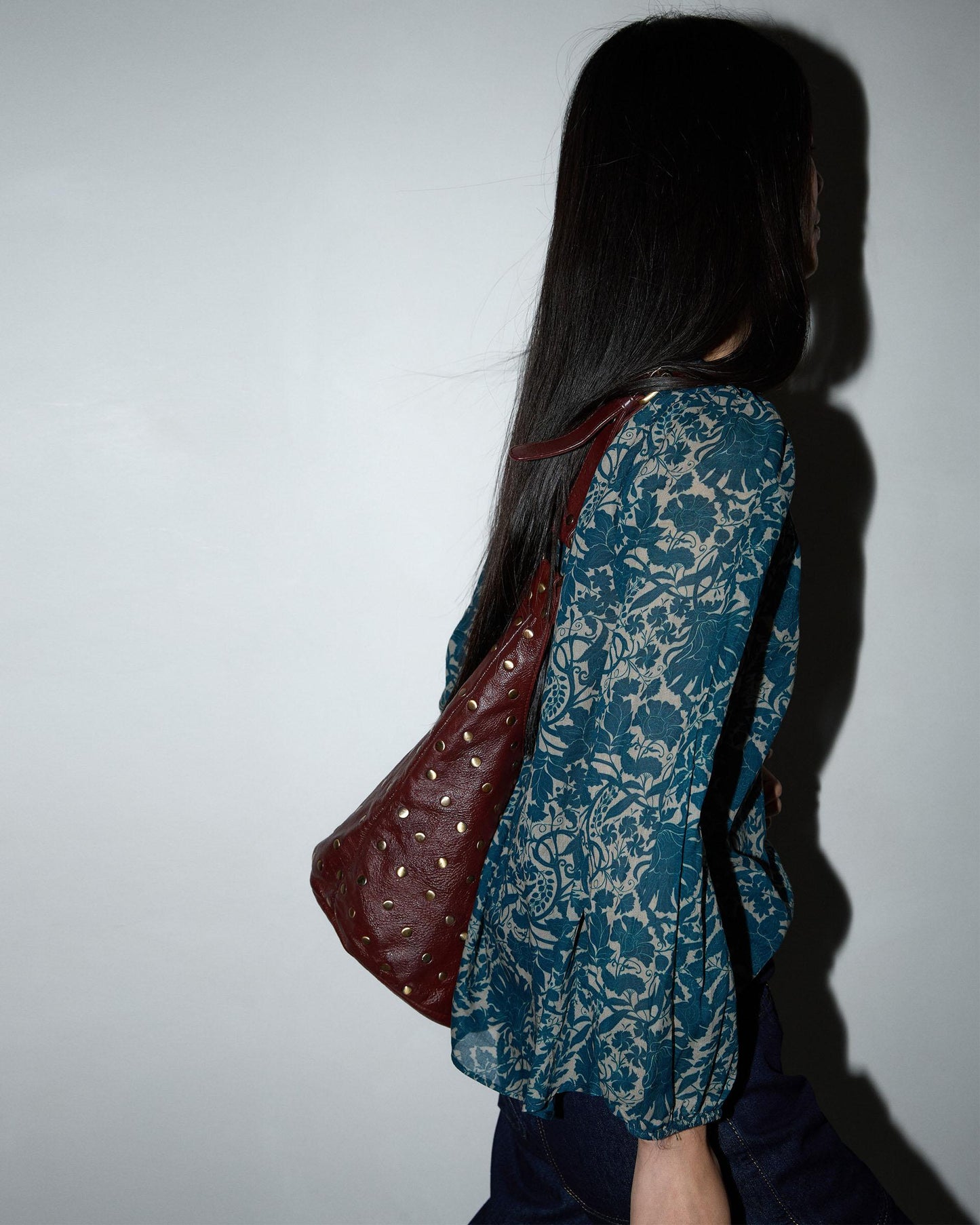 Blusa Fluida Estampado Floral Petróleo