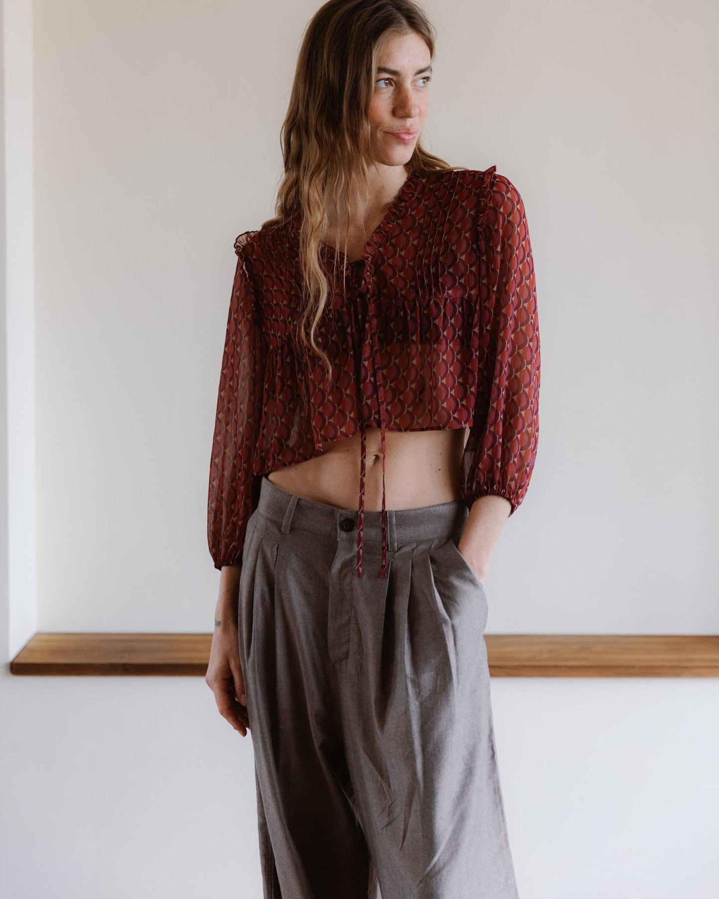 Blusa Estampado Geometrico Lazadas Multicolor