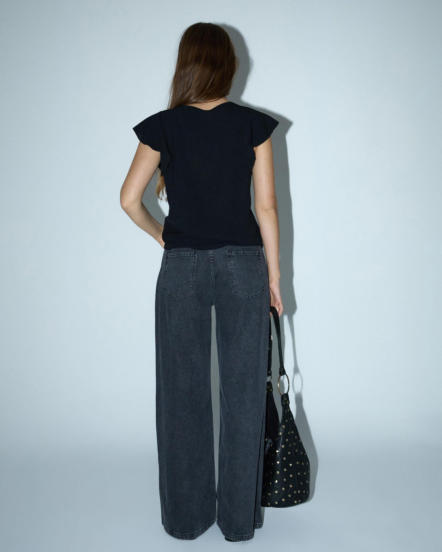 Jeans Bordado Abalorios Negro