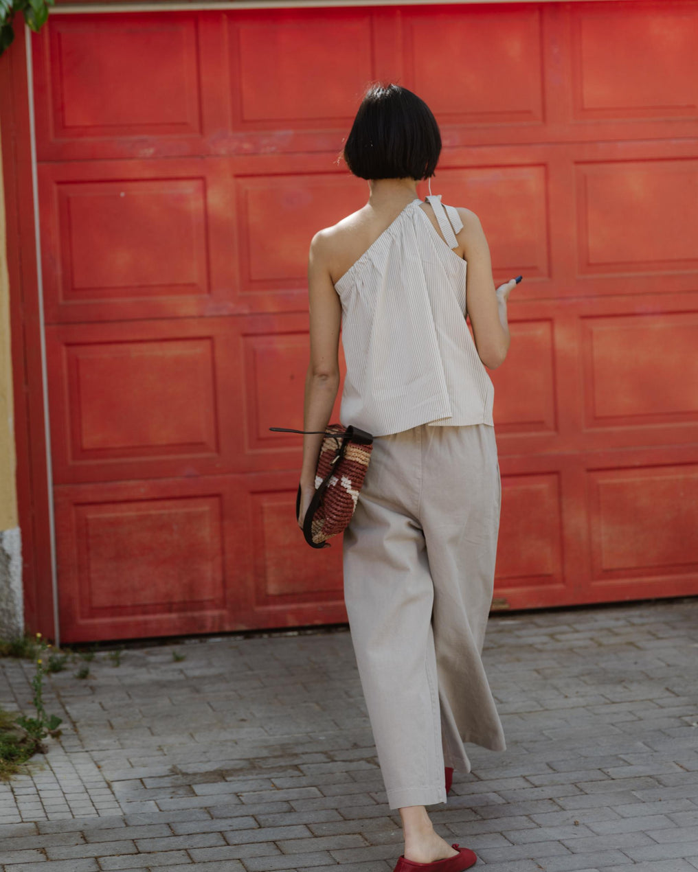 Pantalón Wide Leg Pinzas Beige