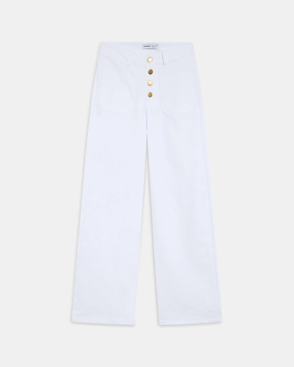 Jeans Bolsillos De Plastón Blanco