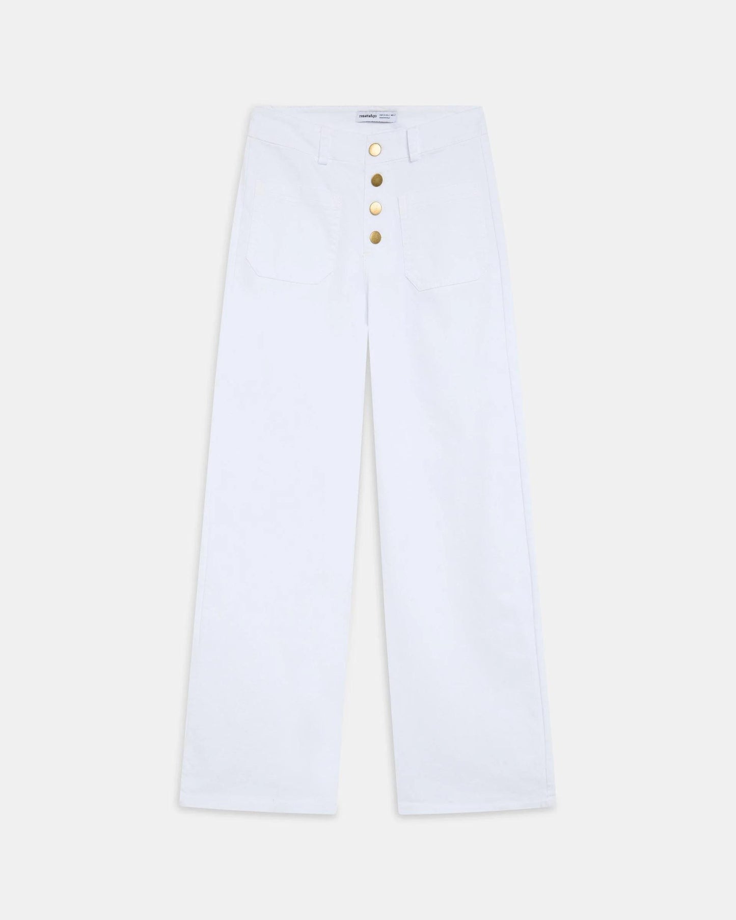 Jeans Bolsillos De Plastón Blanco