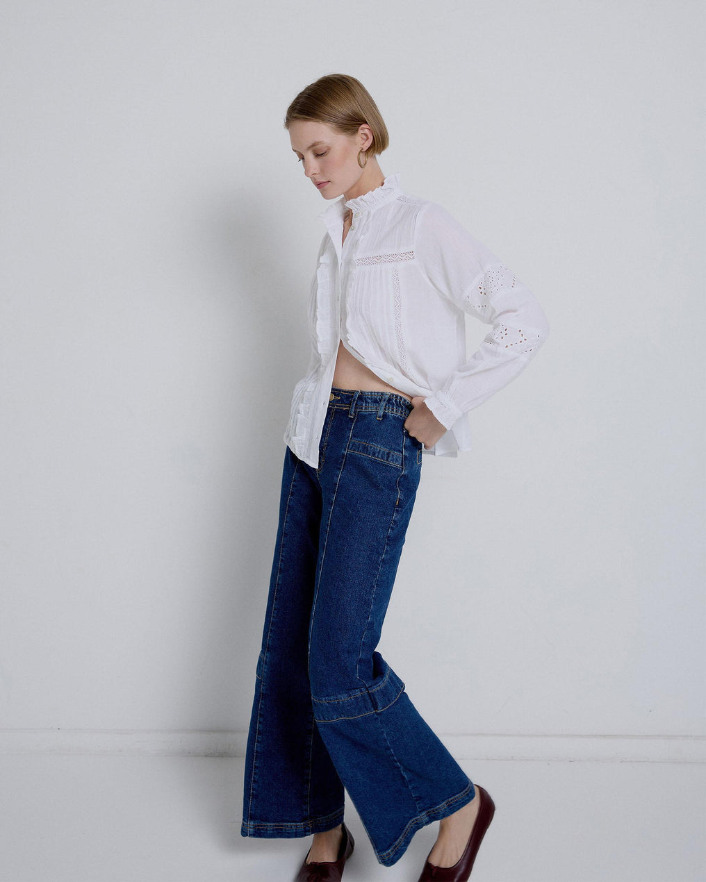 Dark Blue Elastic Waist Jeans
