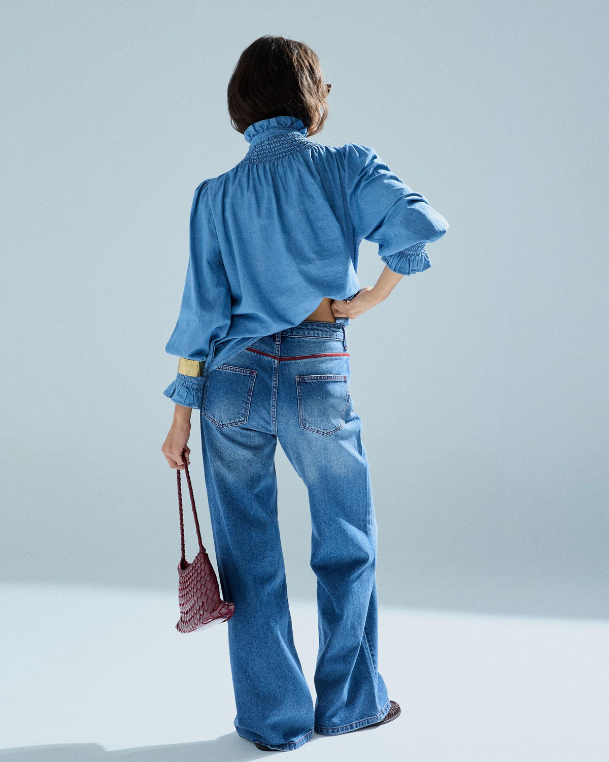 Brusa Coll Alt Tipus Denim Blau Texà