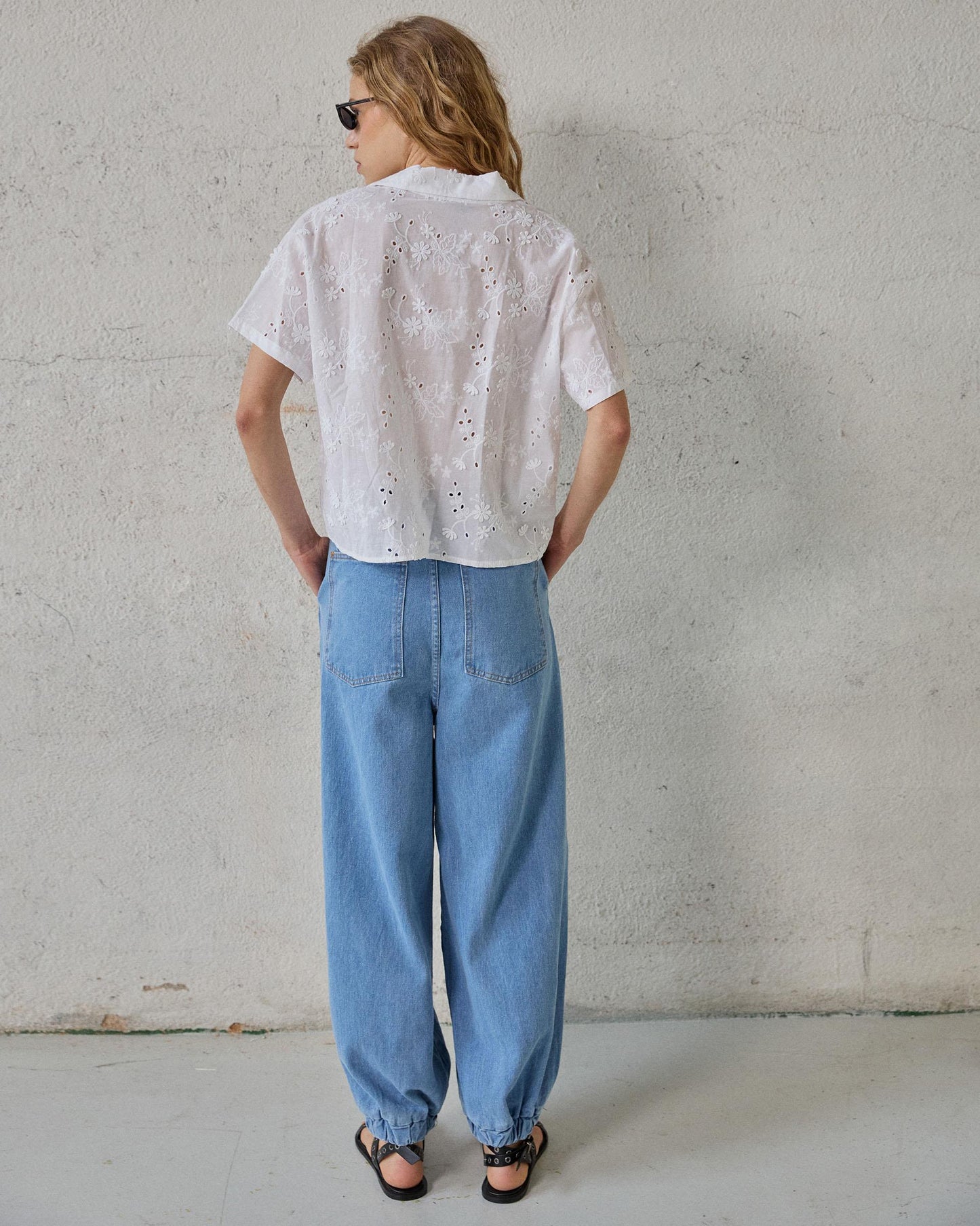 White Short Sleeve Shirt with Cut-Outs