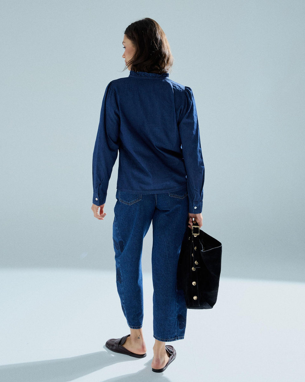 Blusa Canesú Ondas Azul Oscuro