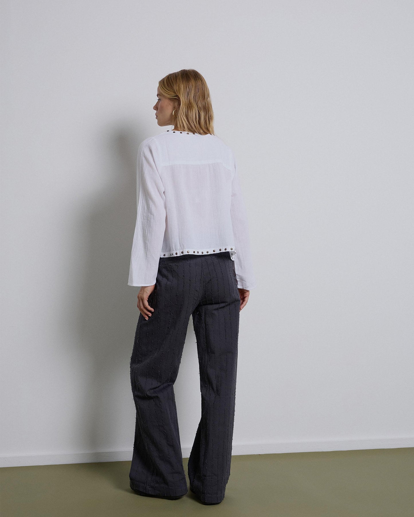 Frayed Stripe Trousers with Anthracite Patch Pockets