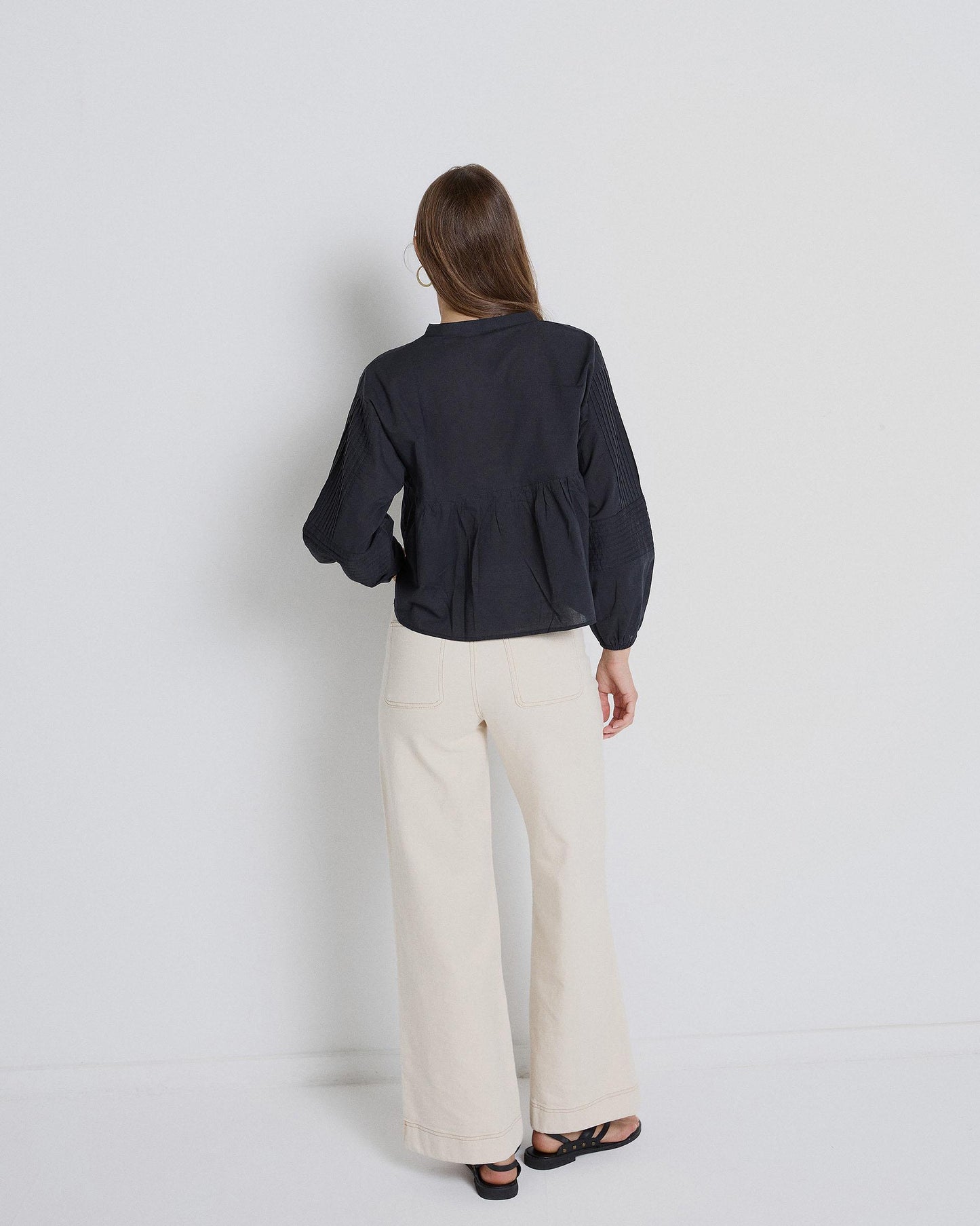 Anthracite Pleated Sleeve Blouse