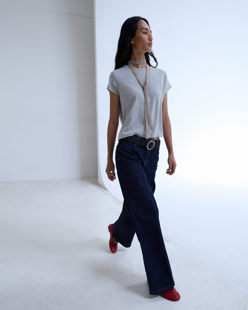 Dark Blue Jeans with Topstitching