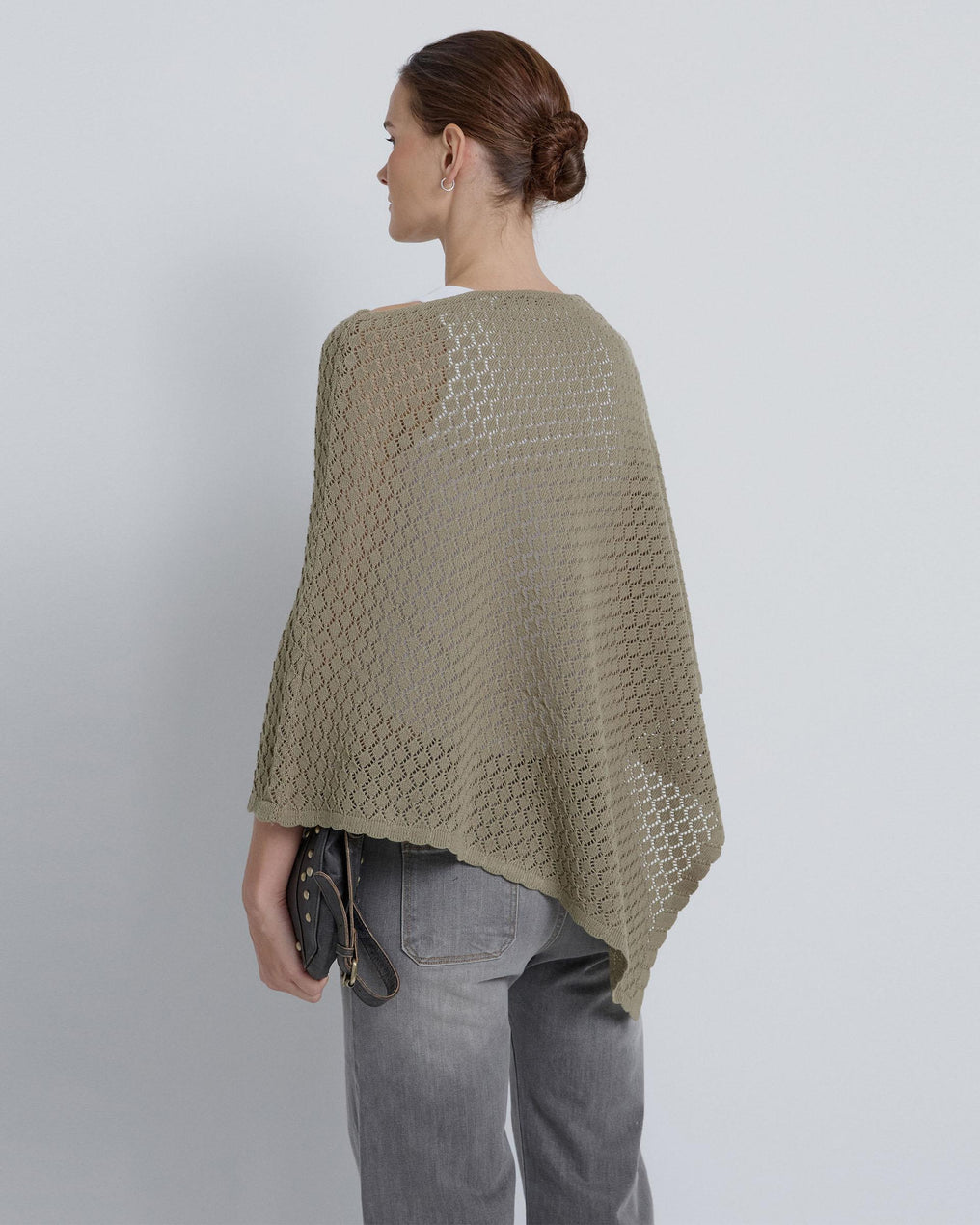 Green Peak Openwork Poncho