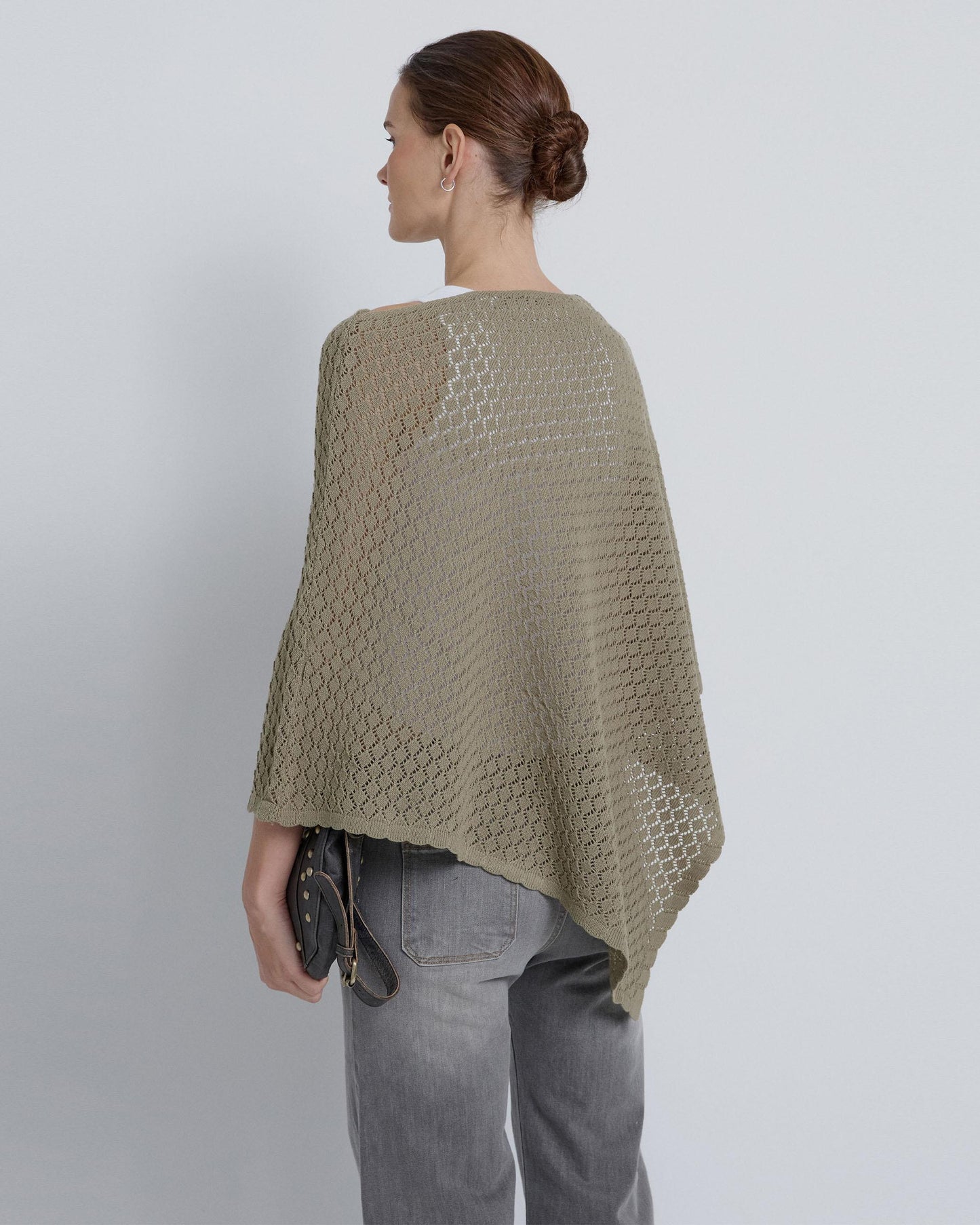Green Peak Openwork Poncho