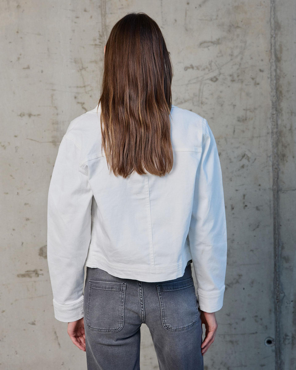 White Puff Sleeve Denim Jacket