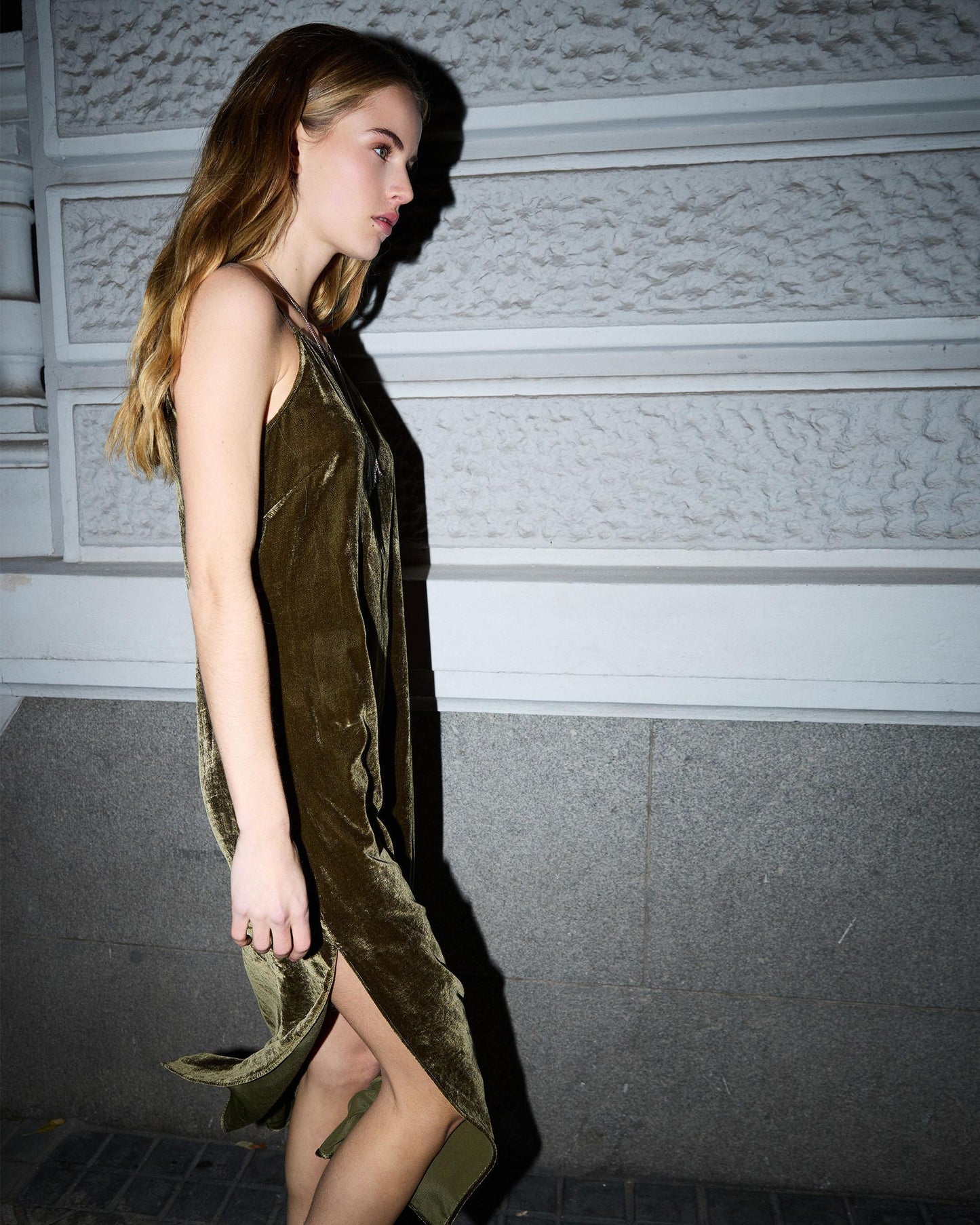 Vestido Largo Terciopelo Verde Oscuro