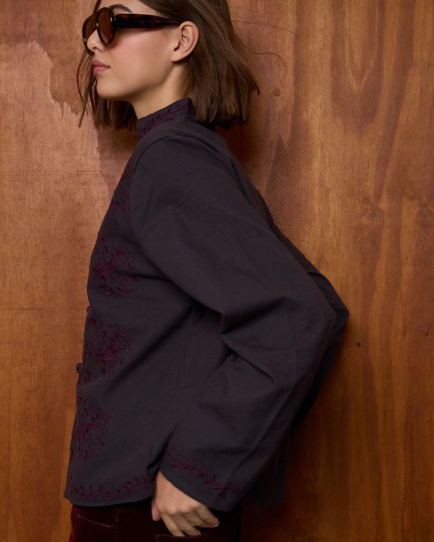 Chaqueta Japo Bordados Antracita