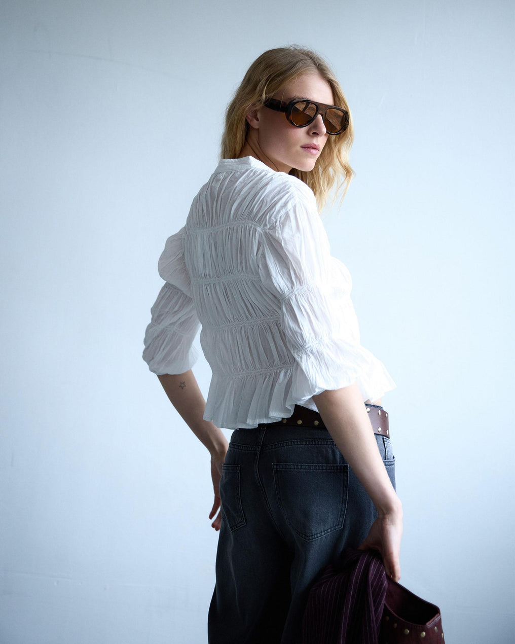 White Ruched Blouse