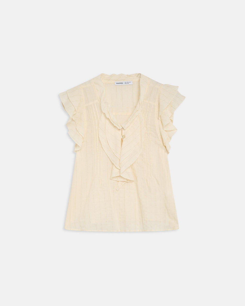 White Lurex Striped Sleeveless Blouse