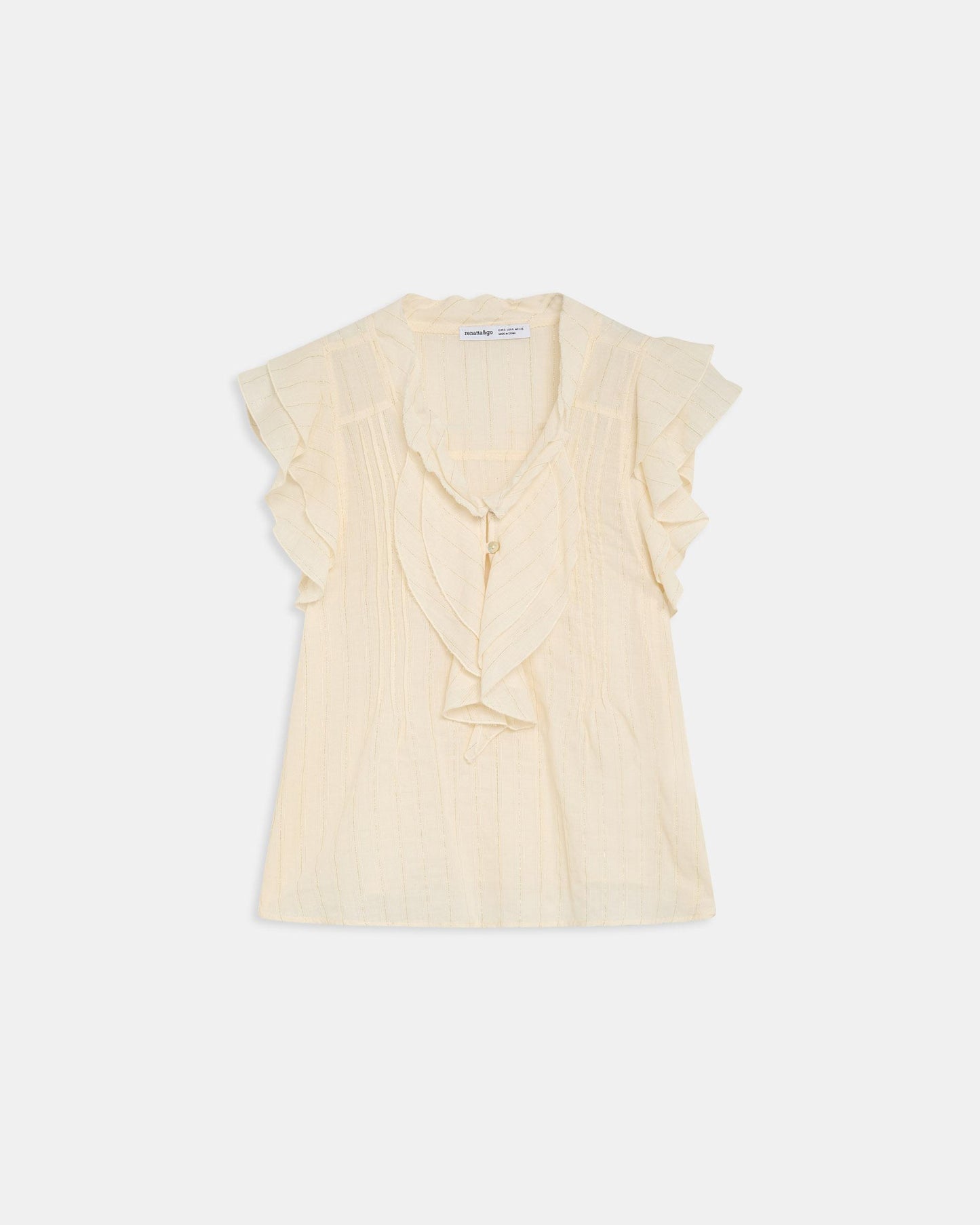 White Lurex Striped Sleeveless Blouse