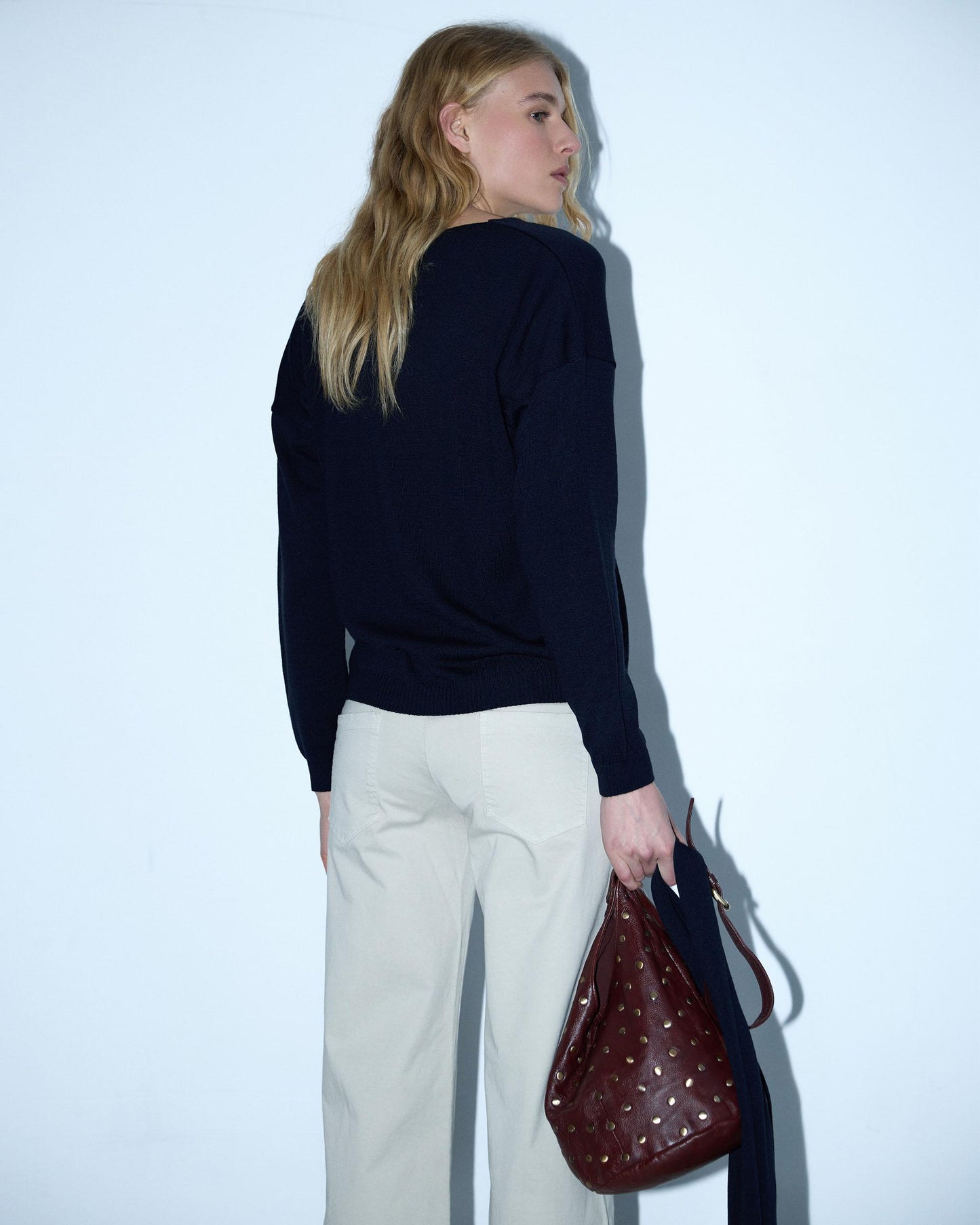 Jersey Punto Fino Bufanda Azul Marino